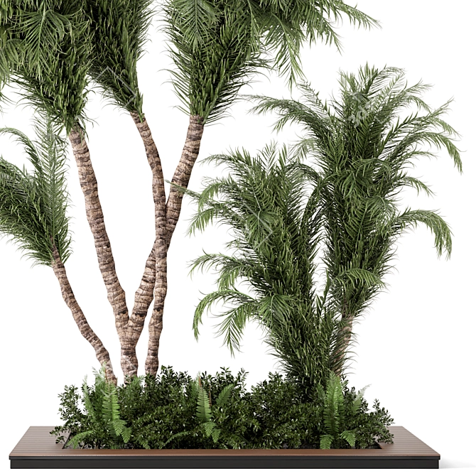 Outdoor Garden Set: Bush and Tree 3D model image 2