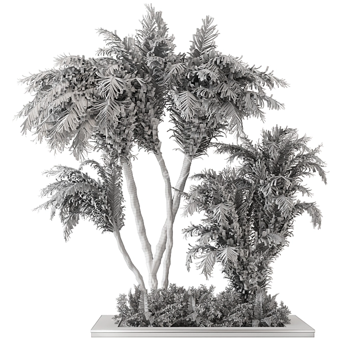 Outdoor Garden Set: Bush and Tree 3D model image 7