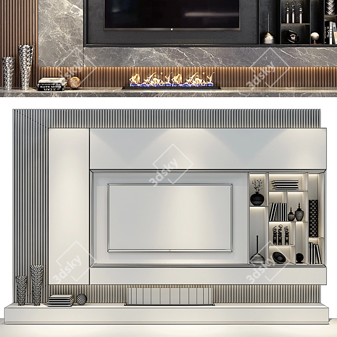 Minimalist TV Shelf - Modern Living Room Décor 3D model image 2