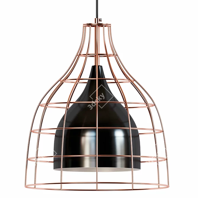 Elegant Black Metal Pendant Lamp 3D model image 1