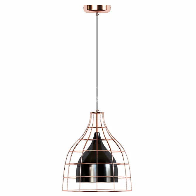 Elegant Black Metal Pendant Lamp 3D model image 2