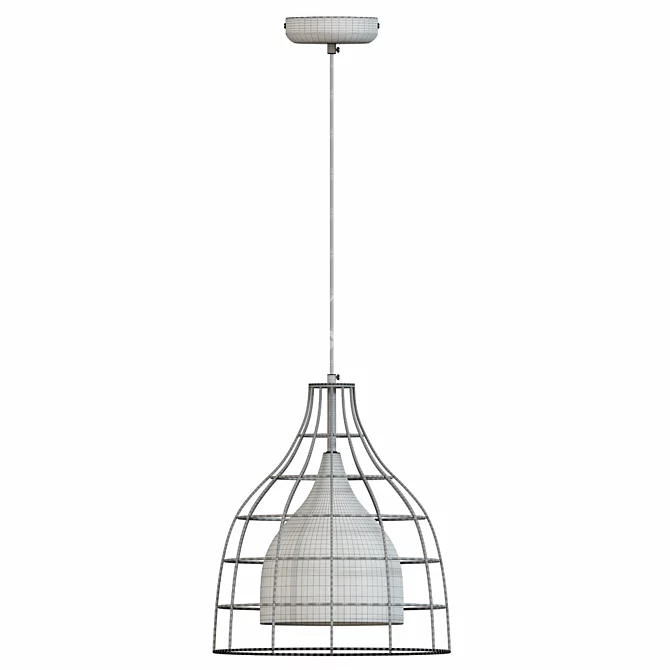 Elegant Black Metal Pendant Lamp 3D model image 3