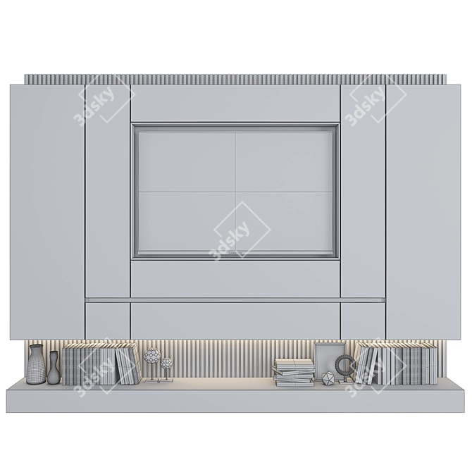 Modern TV Wall with Decor - 3D Visualization 3D model image 2