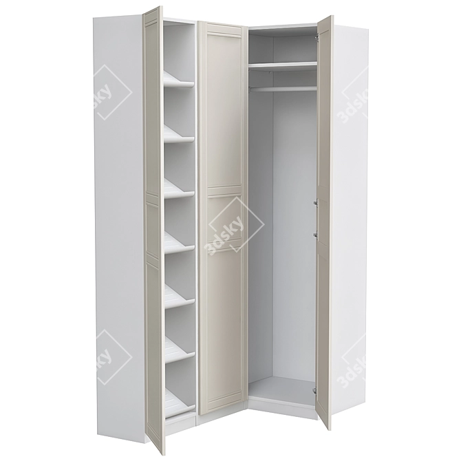 PAX Corner Wardrobe: Space-Saving Storage Solution 3D model image 1