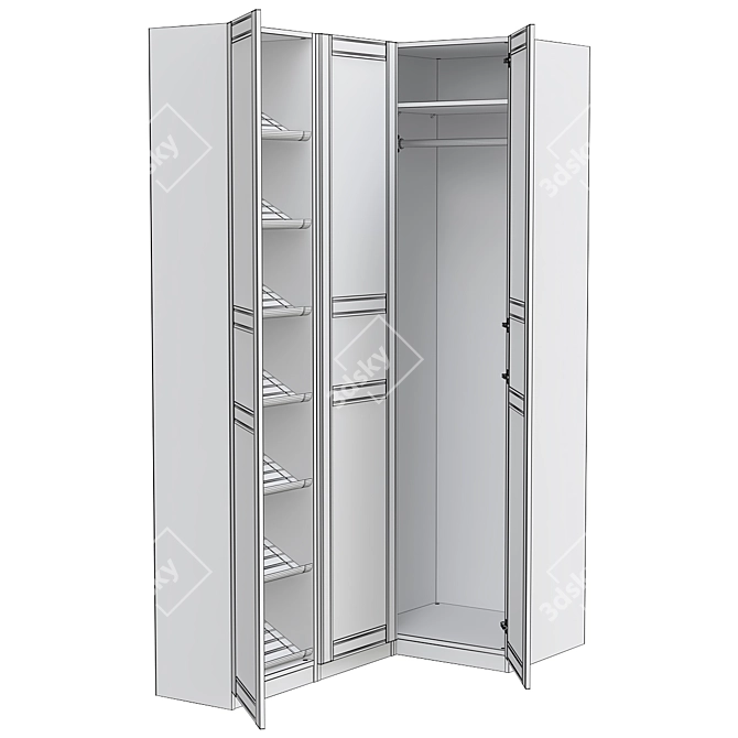 PAX Corner Wardrobe: Space-Saving Storage Solution 3D model image 6