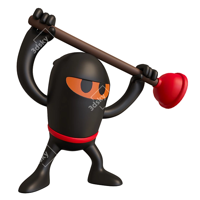 Ninja-Filled Toilet Madness 3D model image 5