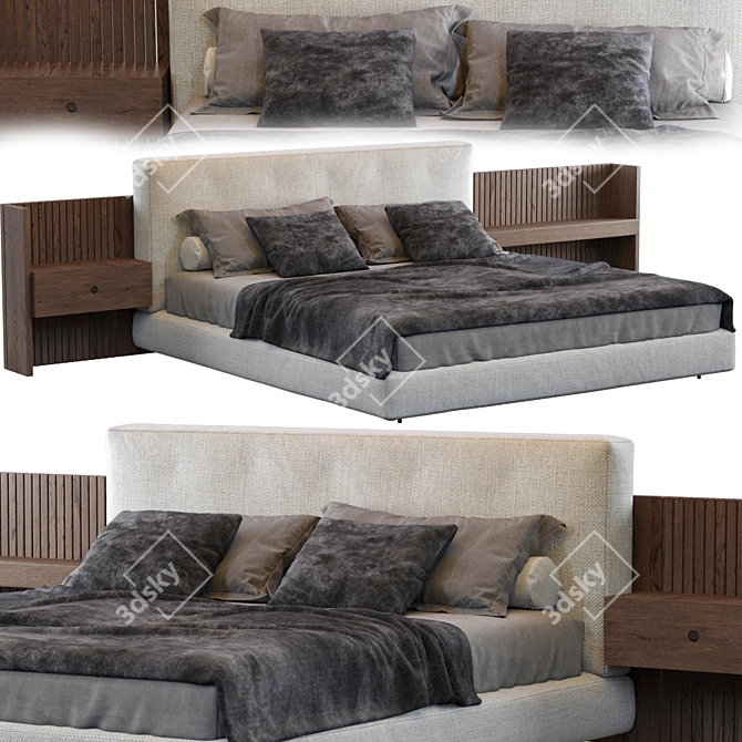 Sleek Brasilia Bed by Minotti 3D model image 1