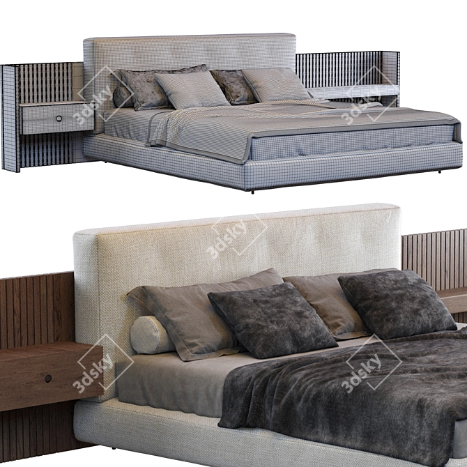 Sleek Brasilia Bed by Minotti 3D model image 4