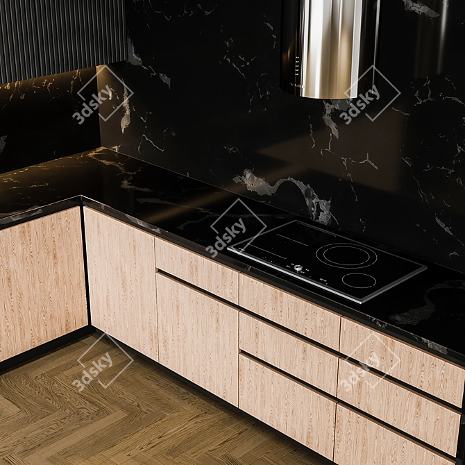 Sleek Modern Kitchen Set 3D model image 5