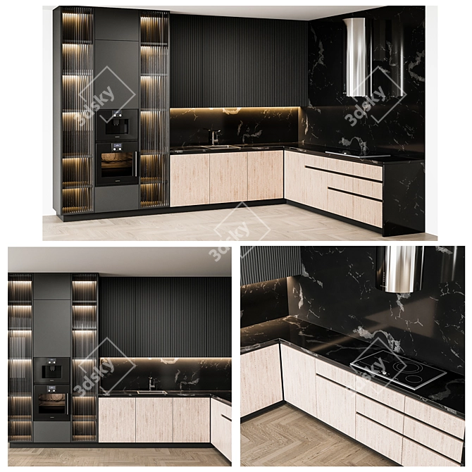 Sleek Modern Kitchen Set 3D model image 9