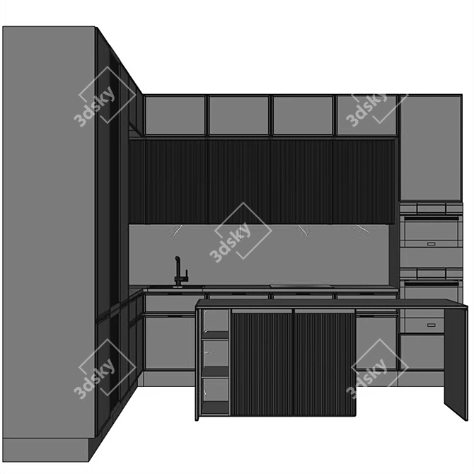Etagon-F Sink and Bosch Built-in Microwave Oven/Shelf 3D model image 4