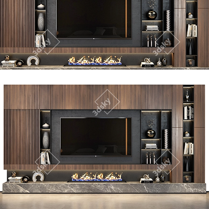 Modern TV Wall Decor Shelf 3D model image 1