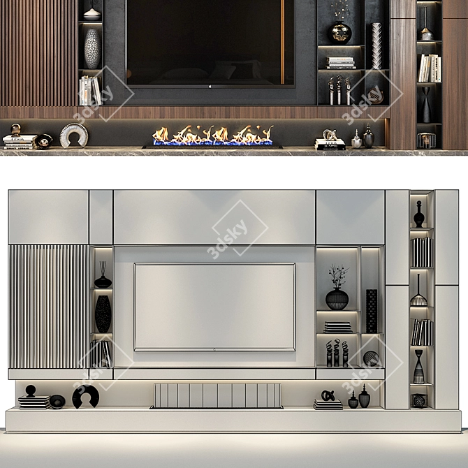 Modern TV Wall Decor Shelf 3D model image 2