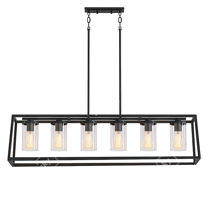 Industrial Black Pendant Light: Adjustable Height 3D model image 1