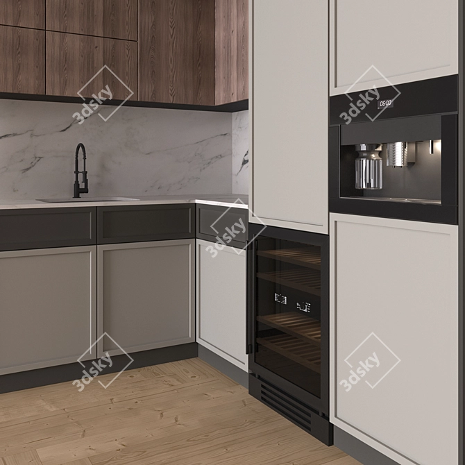Modern Corner Kitchen With High Quality Materials 3D model image 2