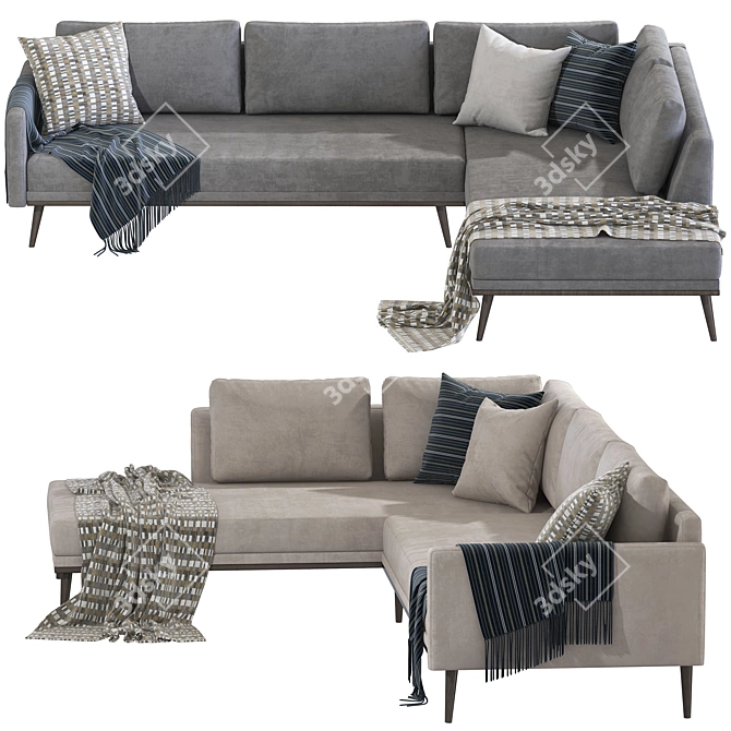 Modern 4-Seater Corner Sofa 3D model image 2