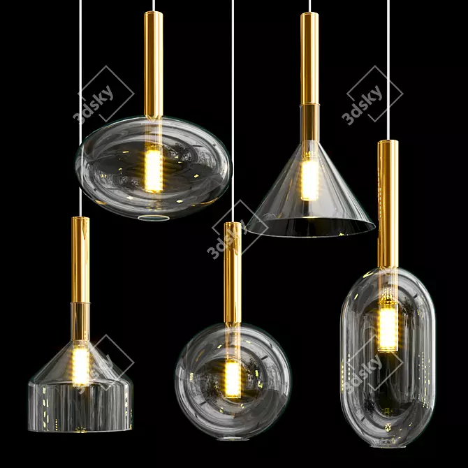 Alchimia Pendant Lights: Striking Metal and Glass Illumination 3D model image 1