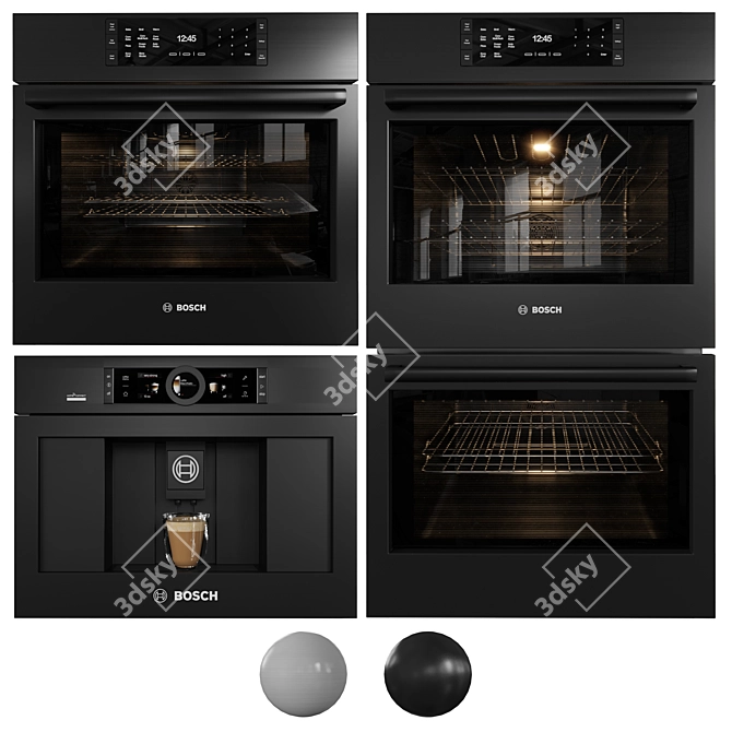 Bosch Ovens Collection: Benchmark Double & Single Oven + Coffee Maker 3D model image 1