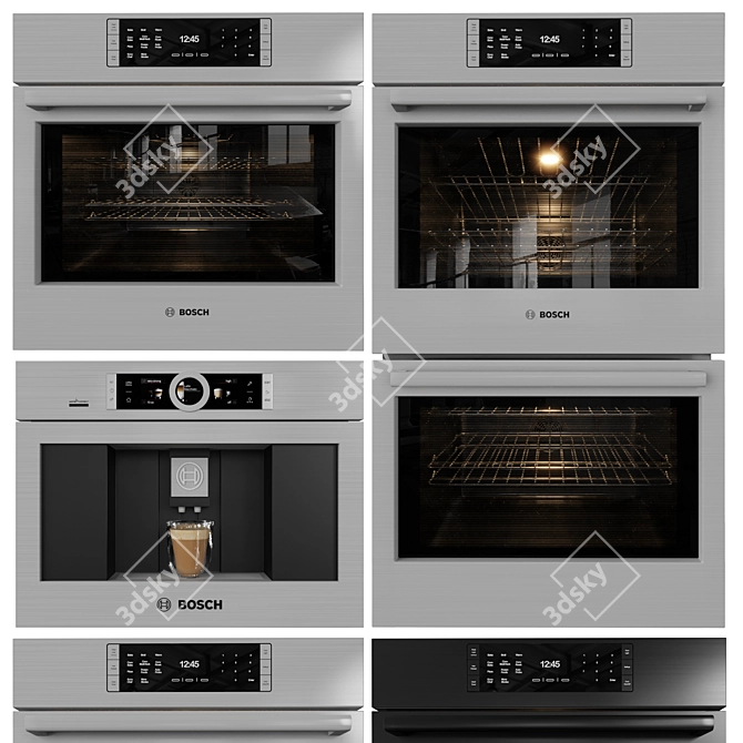 Bosch Ovens Collection: Benchmark Double & Single Oven + Coffee Maker 3D model image 2