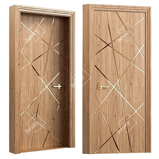 Elegant Wood Door Design 3D model image 1