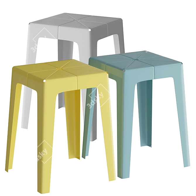 Compact Tuck Stool: Sleek Design 3D model image 1