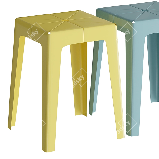 Compact Tuck Stool: Sleek Design 3D model image 2