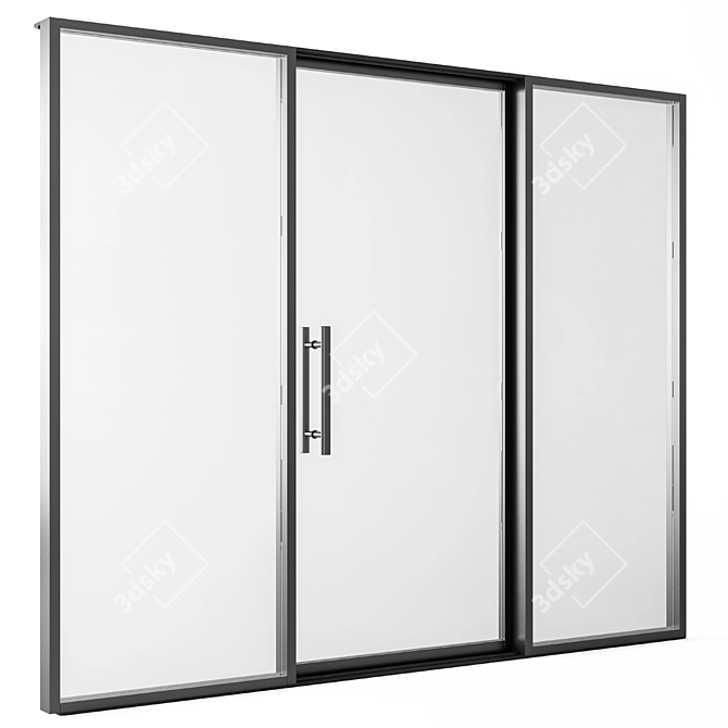 Sleek Metal Glass Door 3D model image 1