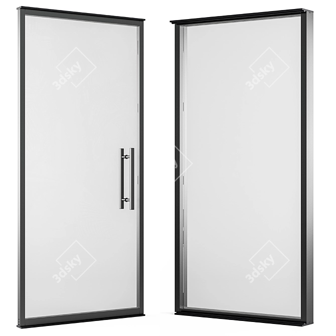 Sleek Metal Glass Door 3D model image 2