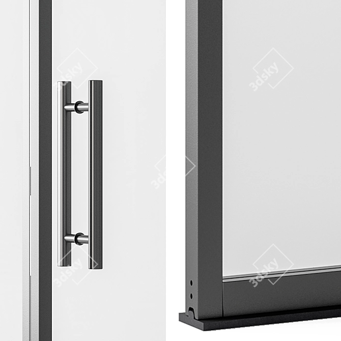 Sleek Metal Glass Door 3D model image 3