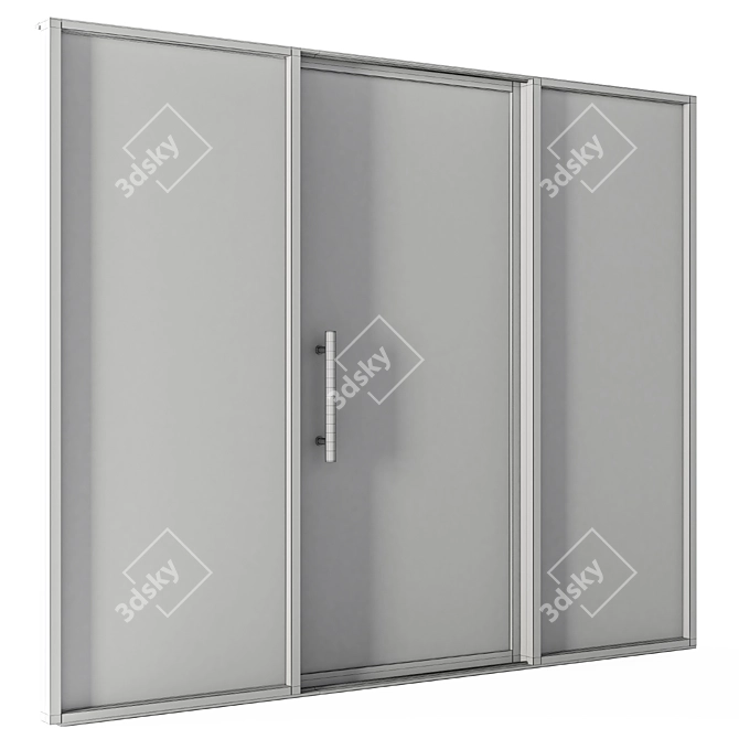 Sleek Metal Glass Door 3D model image 4