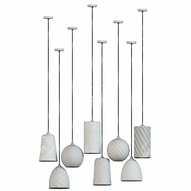 Innovative E27 LED Hanging Lamp 3D model image 3