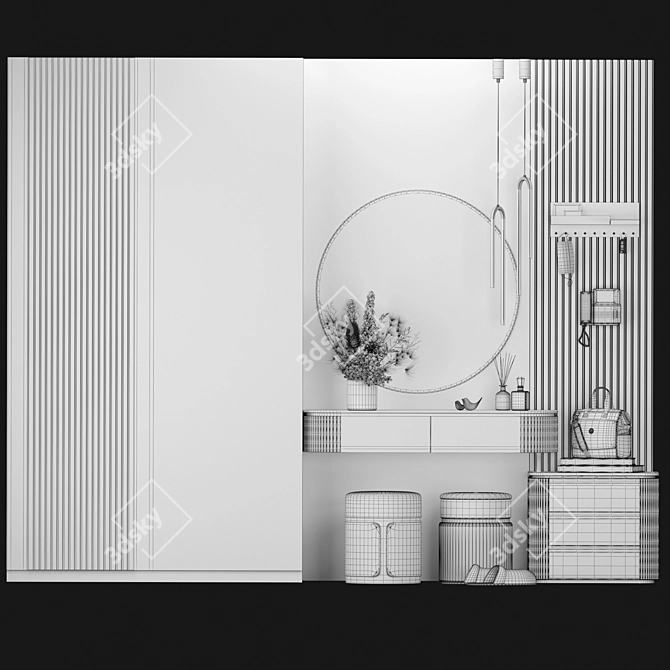 Modern hallway set 07 - A stylish and functional addition to your home 3D model image 4