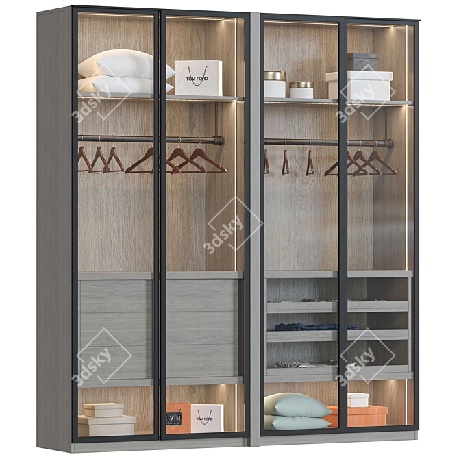 Sliding Door Wardrobe with Drawers - 3000x600xH2700 3D model image 2