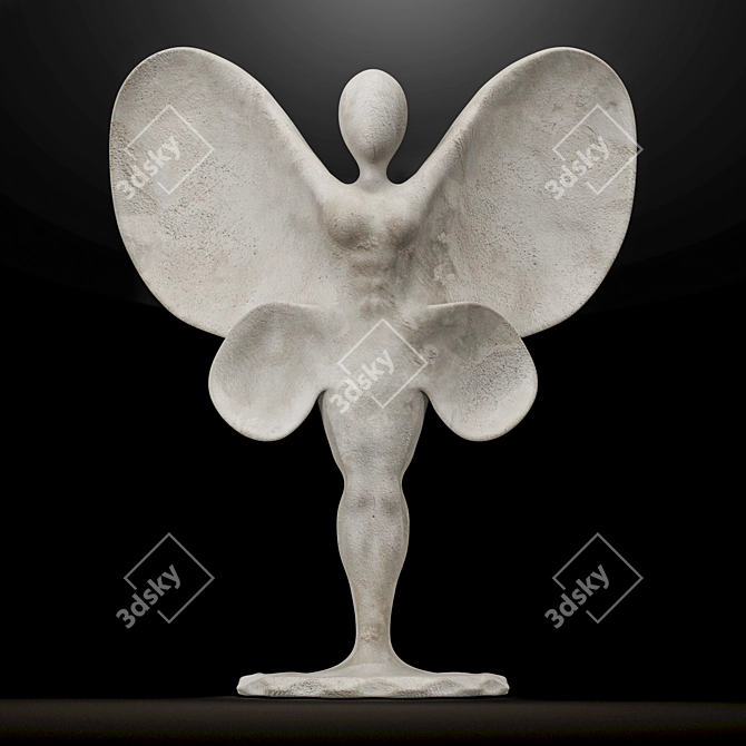 Italian Statuario Marble Butterfly Sculpture 3D model image 2