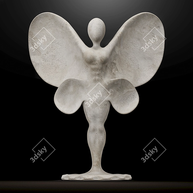 Italian Statuario Marble Butterfly Sculpture 3D model image 3