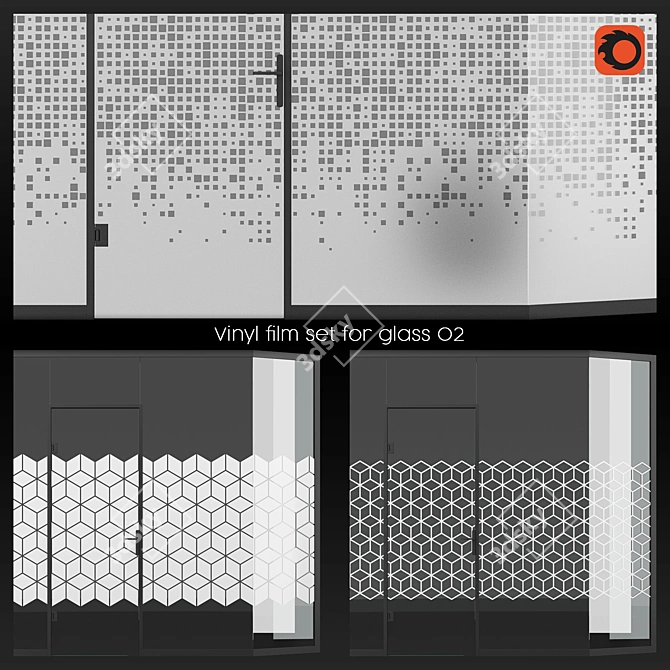 Hexagonal Pattern Glass Vinyl Film Set 3D model image 1