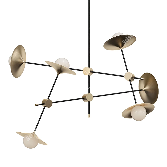 Contemporary Collared Baton Chandelier 3D model image 1