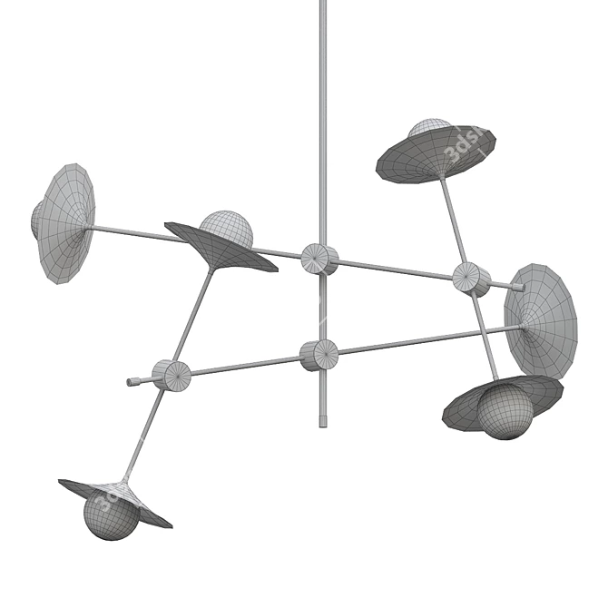 Contemporary Collared Baton Chandelier 3D model image 2