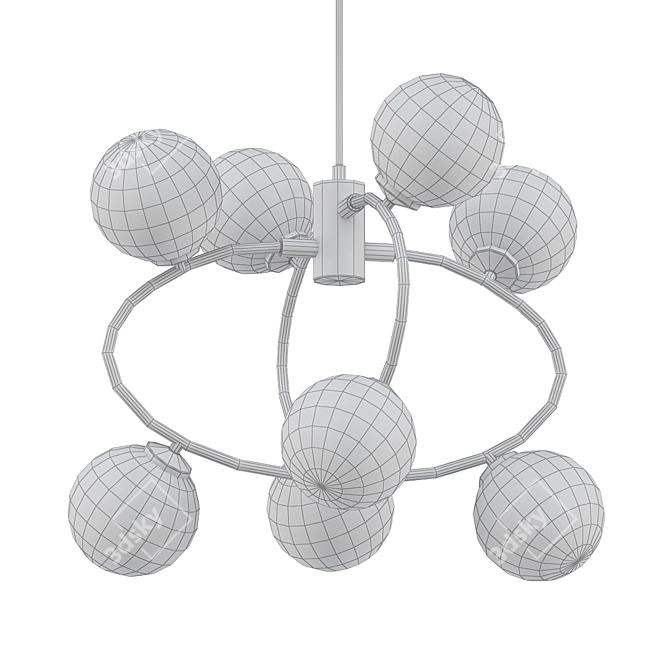 Modern Ring Chandelier | Milk Glass Shade | 8/12 Lights | Black/Gold | Pendant Light 3D model image 2