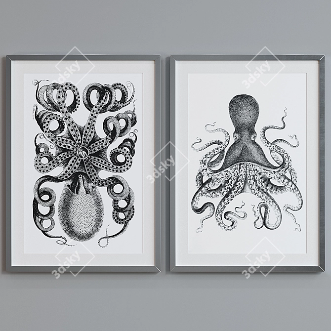 Octopus Graphic Picture Frame Set 3D model image 3