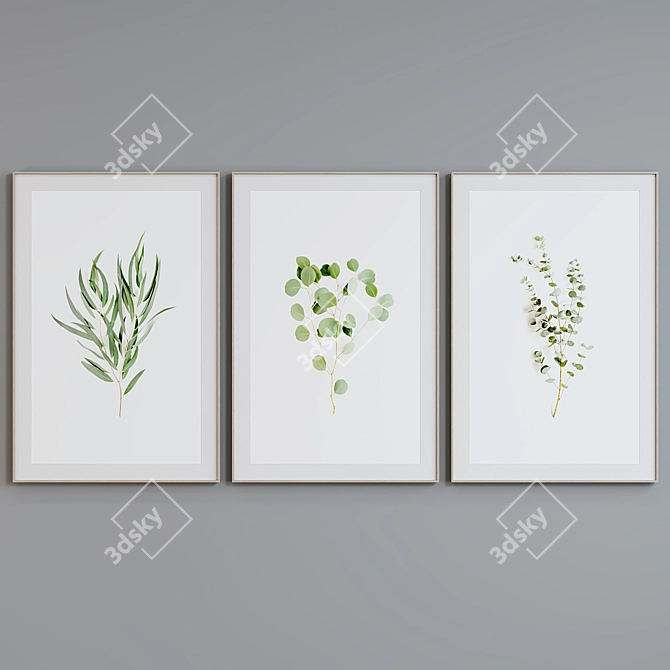 Modern Botanical Picture Frame Set 3D model image 3