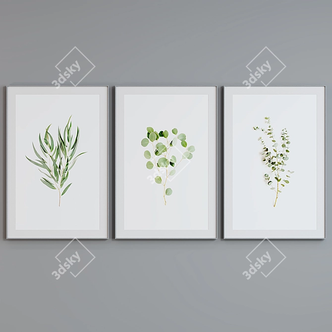 Modern Botanical Picture Frame Set 3D model image 5