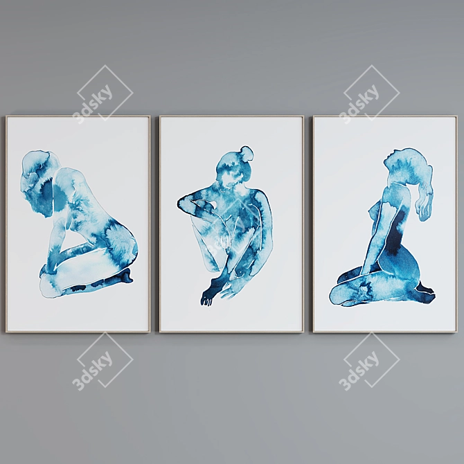 Title: Contemporary Abstract Portrait Frame Set 3D model image 4