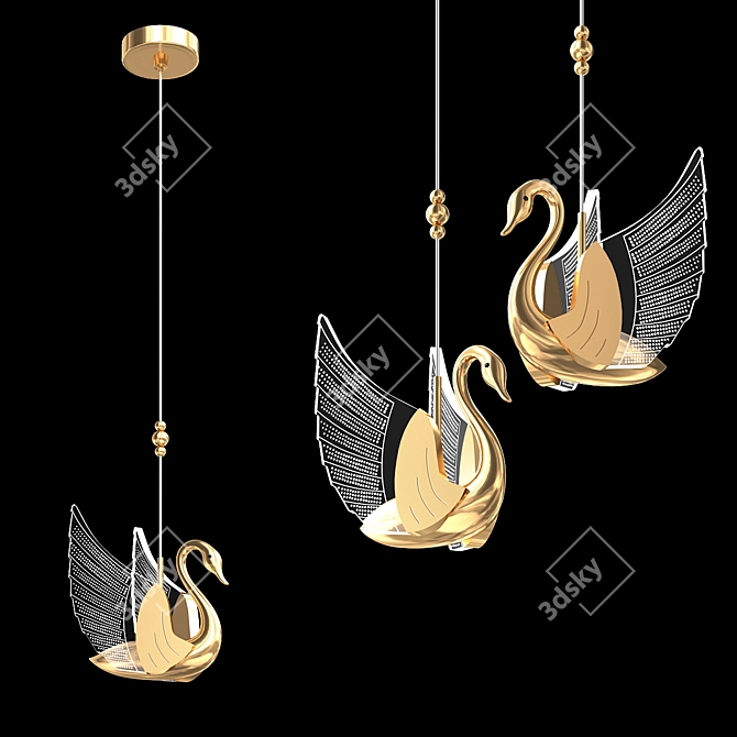 Glowing Swan Pendant Light 3D model image 3