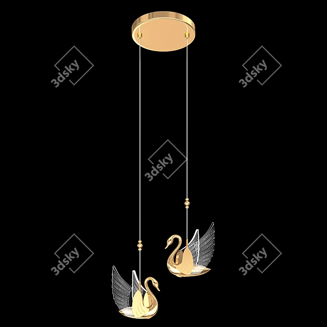 Glowing Swan Pendant Light 3D model image 1