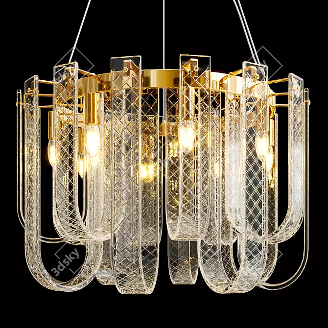 Elegant Metal and Glass Chandelier 3D model image 1