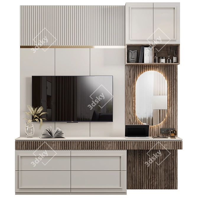 Modern TV Wall Unit: 2400x2800x520mm 3D model image 1