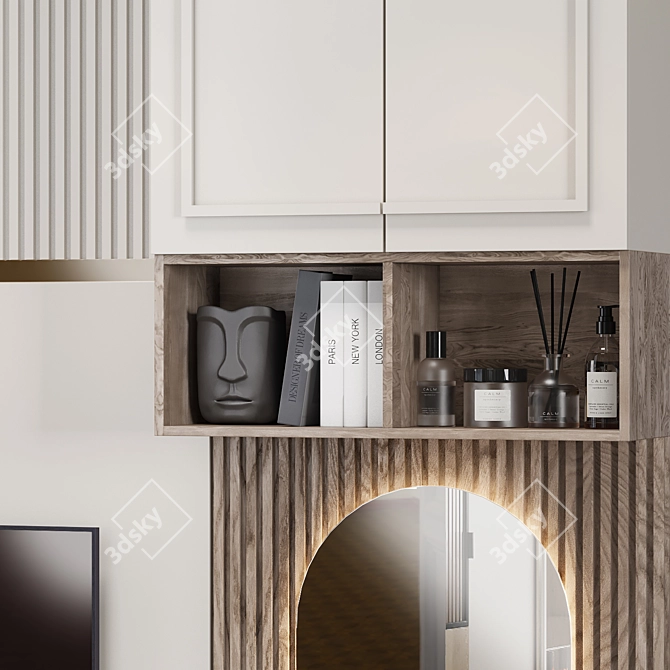 Modern TV Wall Unit: 2400x2800x520mm 3D model image 4