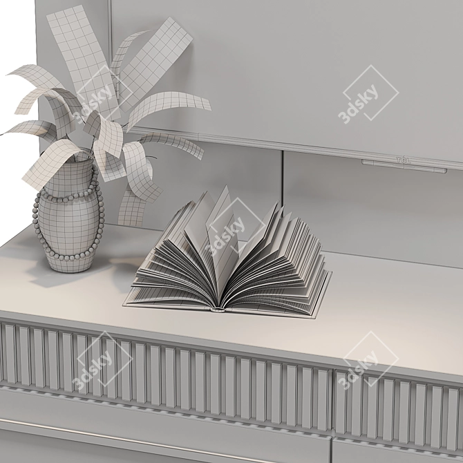 Modern TV Wall Unit: 2400x2800x520mm 3D model image 5