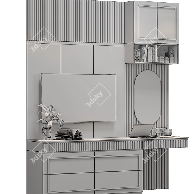 Modern TV Wall Unit: 2400x2800x520mm 3D model image 6